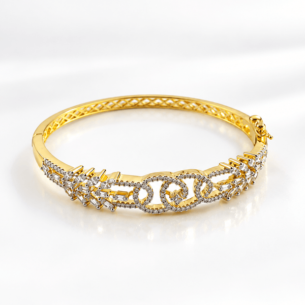Bhavmayi Gold-Tone Floral Link Designer Bangle - bhavmayi