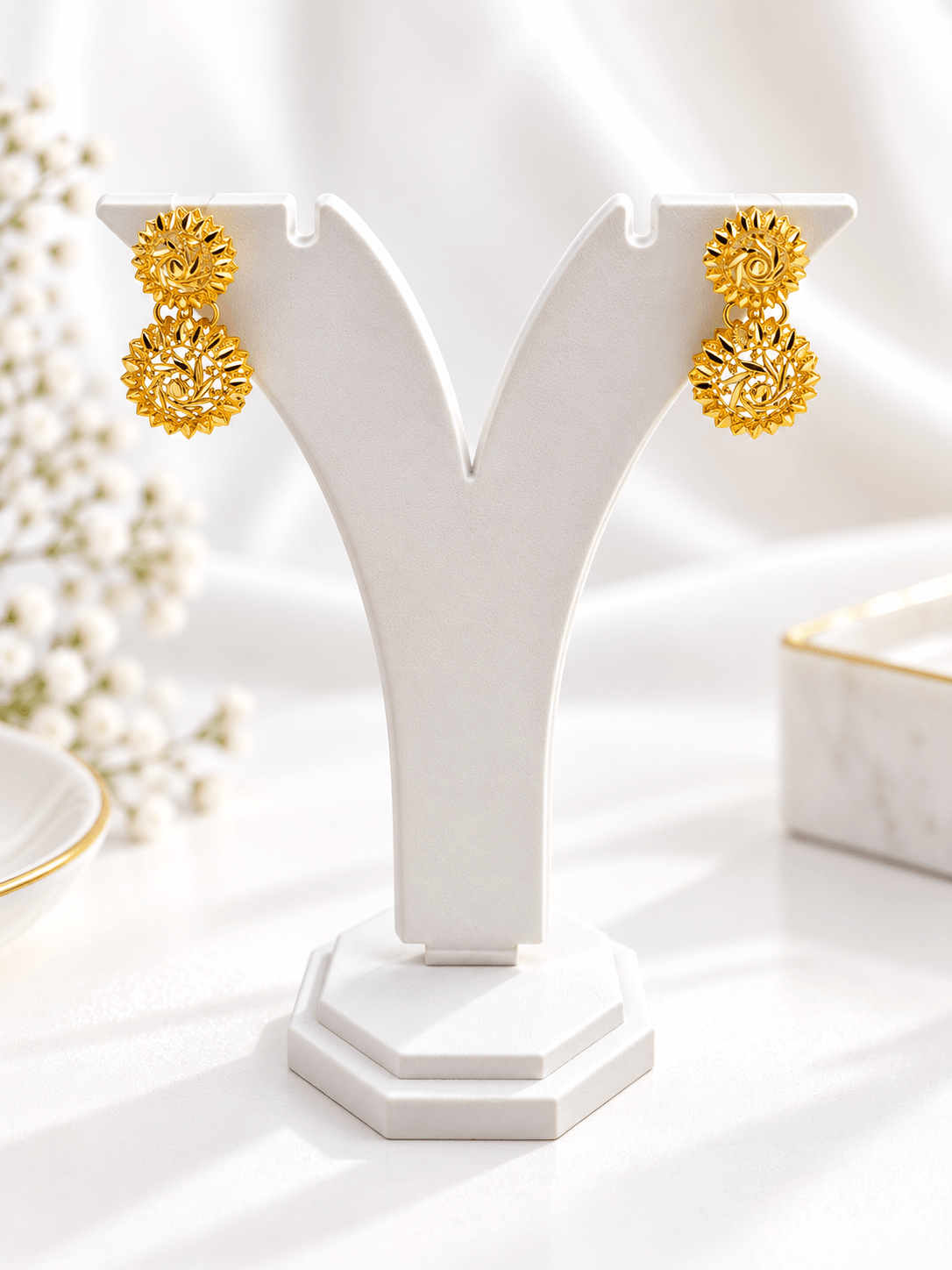 Bhavmayi Gold-Tone Floral Medallion Necklace & Earring Set - bhavmayi