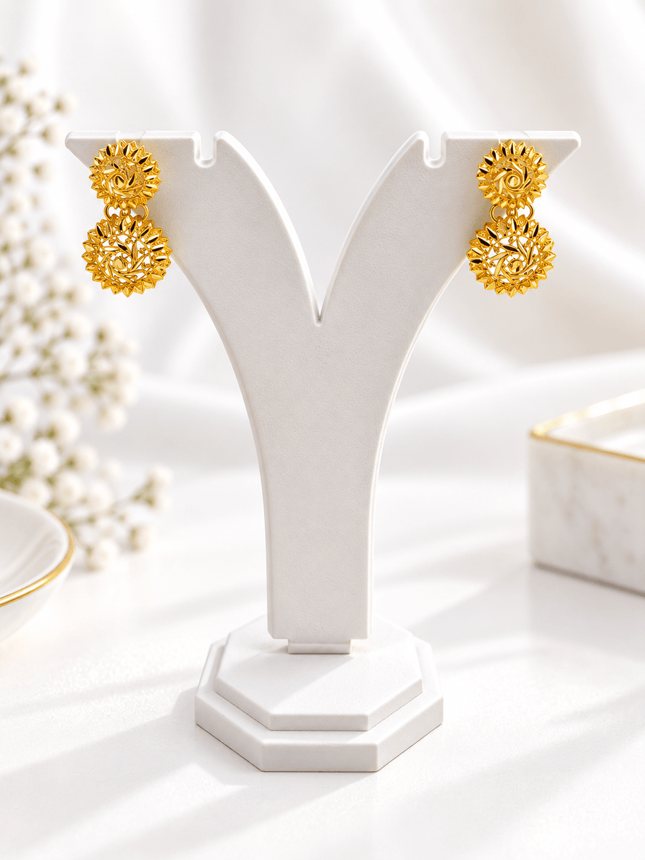 Bhavmayi Gold-Tone Floral Medallion Necklace & Earring Set - bhavmayi