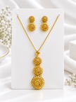 Bhavmayi Gold-Tone Floral Medallion Necklace & Earring Set - bhavmayi