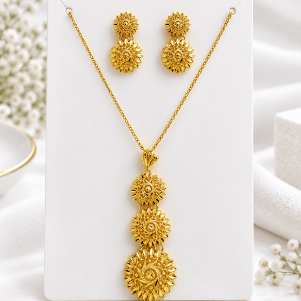 Bhavmayi Gold-Tone Floral Medallion Necklace & Earring Set - bhavmayi