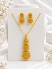 Bhavmayi Gold-Tone Floral Medallion Necklace & Earring Set - bhavmayi