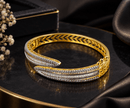 Bhavmayi Gold-Tone Geometric CZ Layered Designer Bangle - bhavmayi