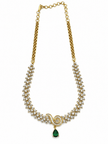 Bhavmayi Gold-Tone Green Emerald Crystal Necklace & Earrings Set - bhavmayi