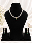 Bhavmayi Gold-Tone Green Emerald Crystal Necklace & Earrings Set - bhavmayi