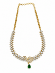 Bhavmayi Gold-Tone Green Emerald Crystal Necklace & Earrings Set - bhavmayi