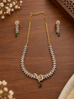 Bhavmayi Gold-Tone Green Emerald Crystal Necklace & Earrings Set - bhavmayi