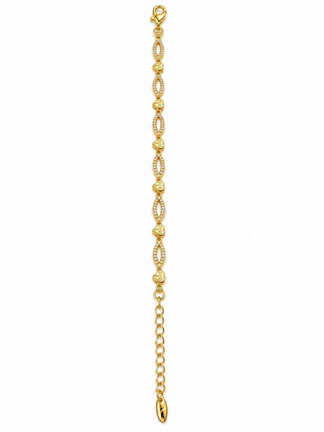 Bhavmayi gold-tone marquise link bracelet with clear reflective accents and geometric connector details - bhavmayi