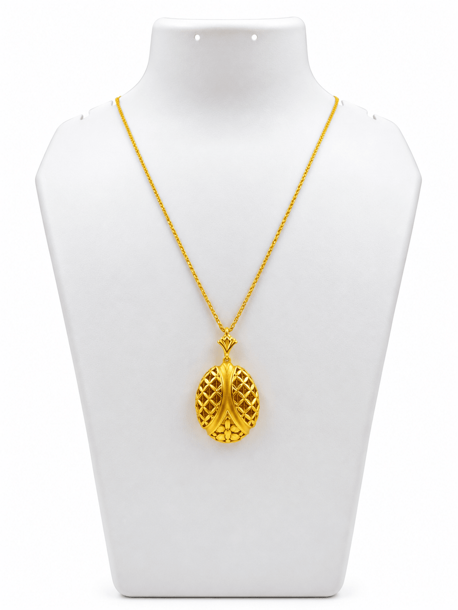 Bhavmayi gold-tone necklace and matching earrings featuring elongated leaf motifs with intricate open lattice detailing - bhavmayi