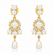 Bhavmayi gold-tone necklace set with white pearl-like beads, floral pendant and matching drop earrings - bhavmayi