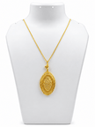 Bhavmayi gold-tone oval necklace and matching earrings with intricate floral and geometric medallion detailing - bhavmayi