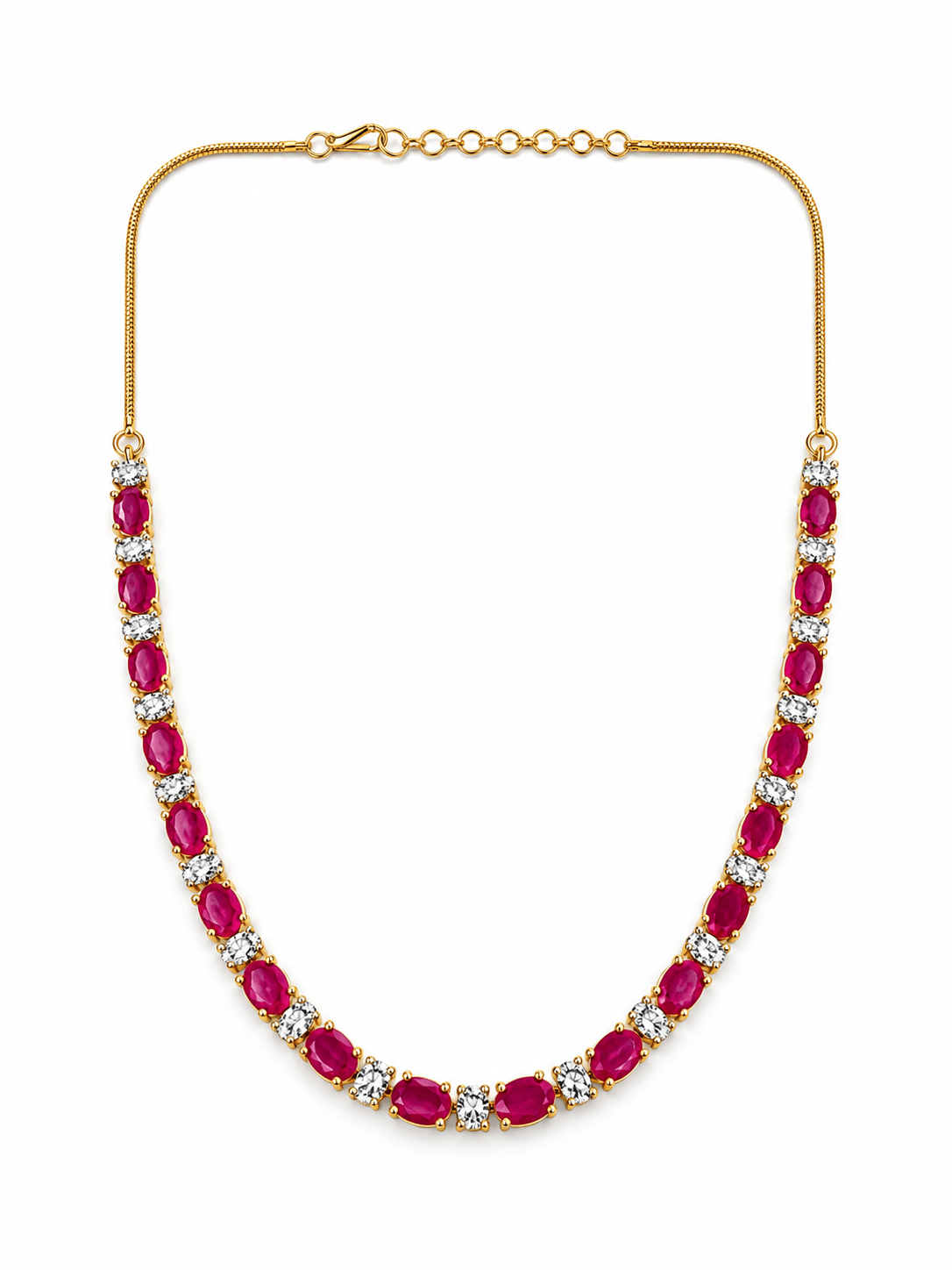 Bhavmayi Gold-Tone Ruby & Crystal Necklace and Earrings Set - bhavmayi