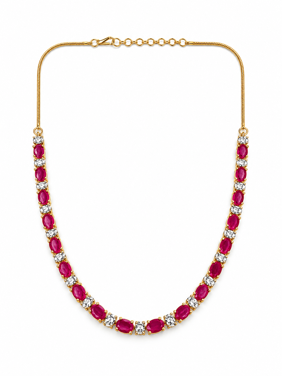 Bhavmayi Gold-Tone Ruby & Crystal Necklace and Earrings Set - bhavmayi