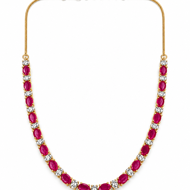 Bhavmayi Gold-Tone Ruby & Crystal Necklace and Earrings Set - bhavmayi