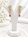 Bhavmayi Gold-Tone Ruby & Crystal Necklace and Earrings Set - bhavmayi