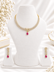 Bhavmayi Gold-Tone Ruby & Crystal Necklace and Earrings Set - bhavmayi