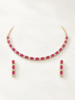 Bhavmayi Gold-Tone Ruby & Crystal Necklace and Earrings Set - bhavmayi