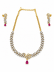 Bhavmayi Gold-Tone Ruby & Crystal Necklace and Earrings Set - bhavmayi