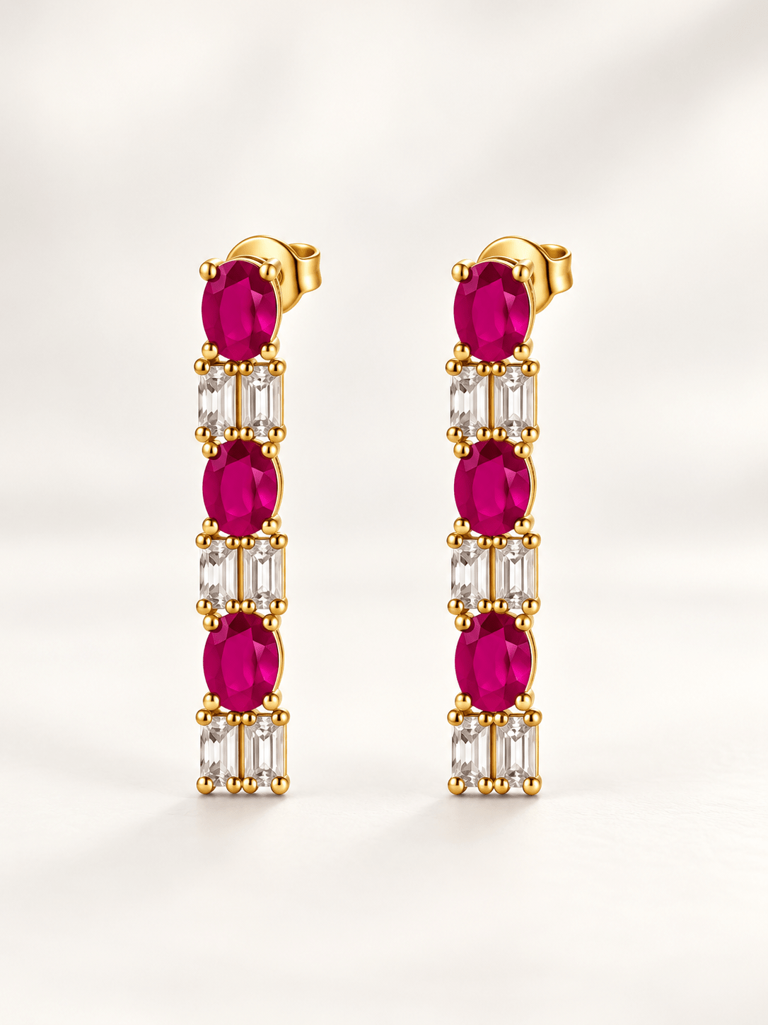 Bhavmayi Gold-Tone Ruby & Crystal Necklace and Earrings Set - bhavmayi