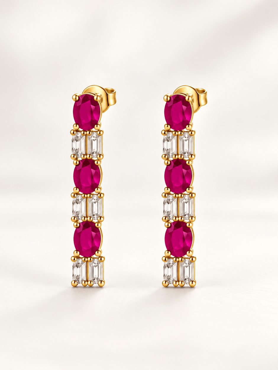 Bhavmayi Gold-Tone Ruby & Crystal Necklace and Earrings Set - bhavmayi