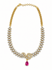 Bhavmayi Gold-Tone Ruby & Crystal Necklace and Earrings Set - bhavmayi
