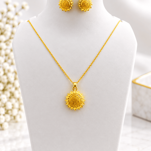 Bhavmayi Gold-Tone Sunflower Medallion Necklace & Earring Set - bhavmayi
