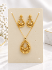 Bhavmayi Gold-Tone Teardrop Pendant Necklace & Earring Set - bhavmayi