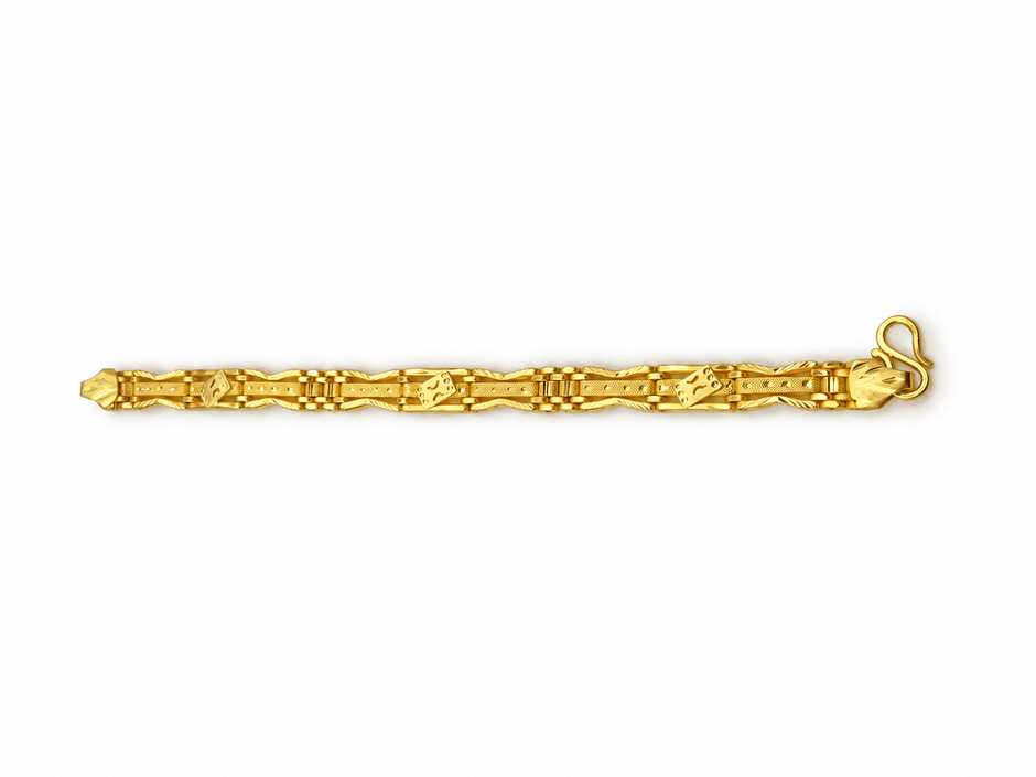 Bhavmayi gold-tone textured link bracelet for men with geometric decorative accents - bhavmayi
