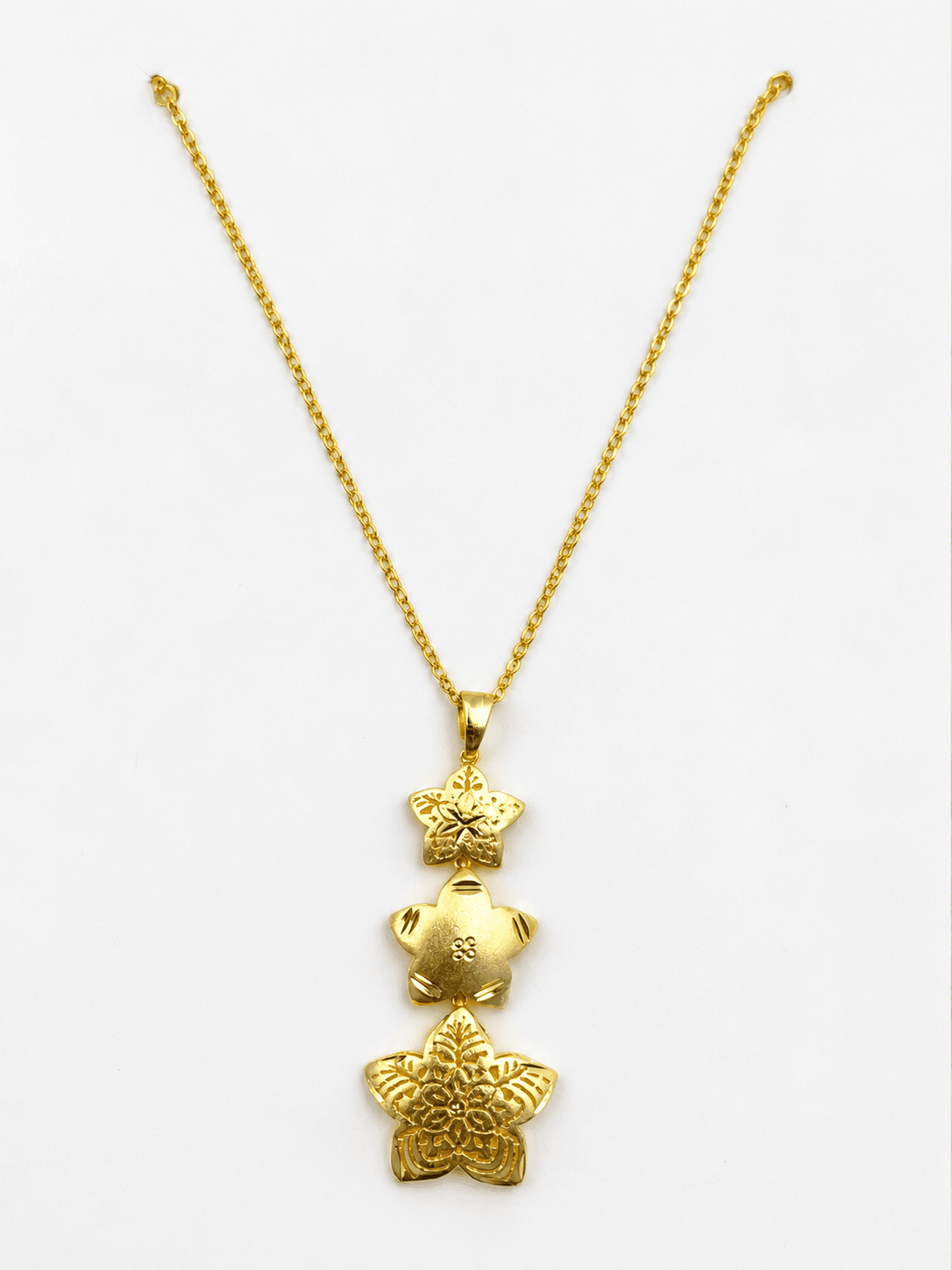 Bhavmayi Gold-Tone Three-Flower Pendant Necklace & Stud Earring Set - bhavmayi