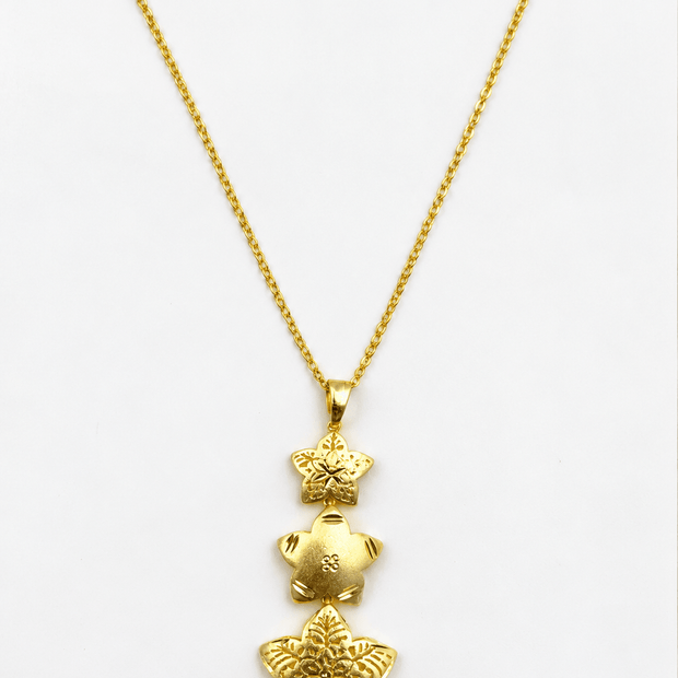 Bhavmayi Gold-Tone Three-Flower Pendant Necklace & Stud Earring Set - bhavmayi