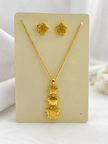 Bhavmayi Gold-Tone Three-Flower Pendant Necklace & Stud Earring Set - bhavmayi