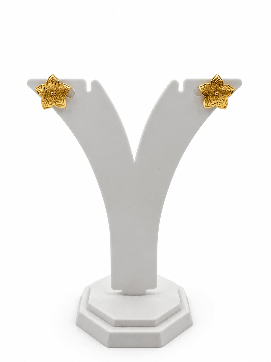 Bhavmayi Gold-Tone Three-Flower Pendant Necklace & Stud Earring Set - bhavmayi