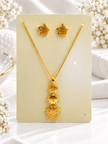 Bhavmayi Gold-Tone Three-Flower Pendant Necklace & Stud Earring Set - bhavmayi