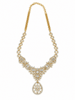 Bhavmayi Golden Crystal Necklace & Matching Drop Earrings Set - bhavmayi
