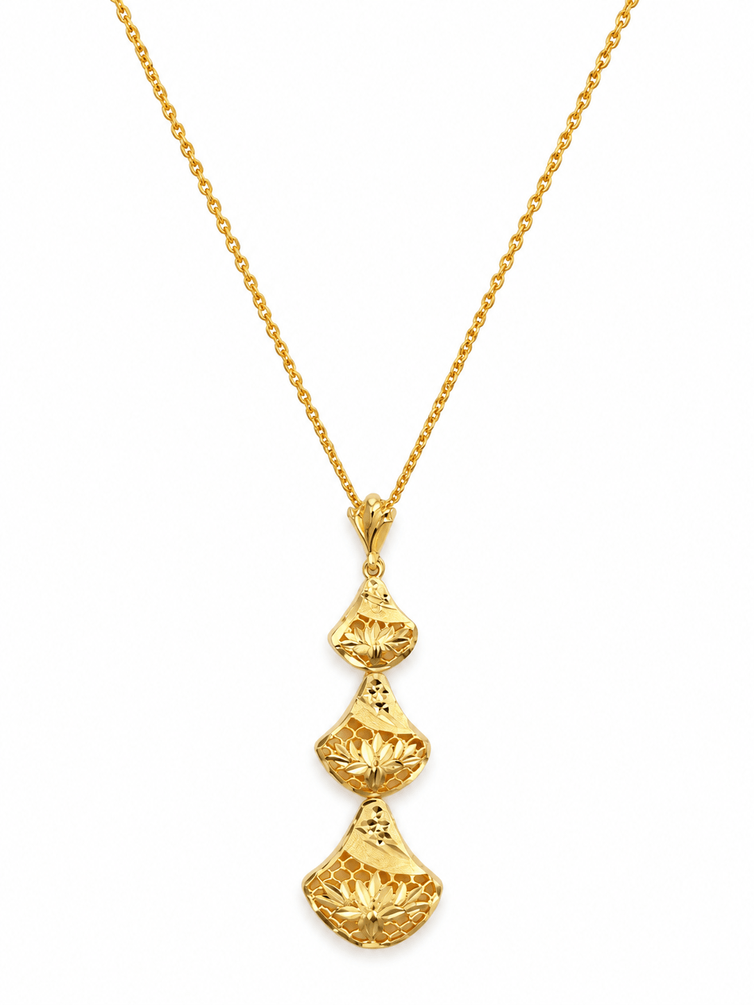 Bhavmayi Golden Floral Teardrop Necklace & Earrings Set - bhavmayi