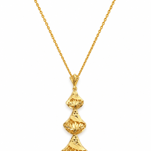 Bhavmayi Golden Floral Teardrop Necklace & Earrings Set - bhavmayi
