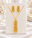Bhavmayi Golden Geometric Rectangle Necklace & Earrings Set - bhavmayi