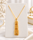 Bhavmayi Golden Geometric Rectangle Necklace & Earrings Set - bhavmayi