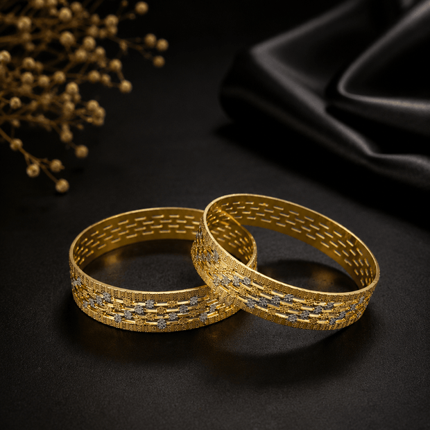 Bhavmayi Golden Lattice Elegance Bangle Set - bhavmayi