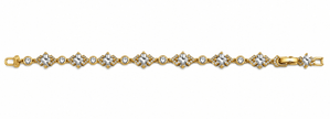 Bhavmayi golden link bracelet with curved embellished motifs, geometric clear accents and a visible clasp