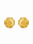 Bhavmayi Golden Octagonal Floral Pendant Necklace & Earrings Set - bhavmayi