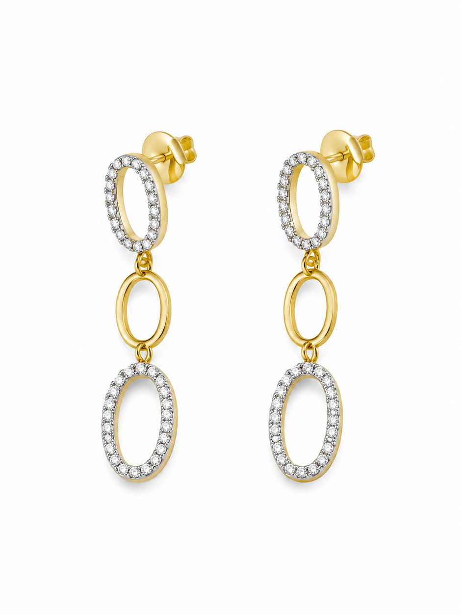 Bhavmayi Golden Oval Crystal Necklace & Earrings Set - bhavmayi