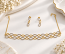 Bhavmayi Golden Oval Crystal Necklace & Earrings Set - bhavmayi