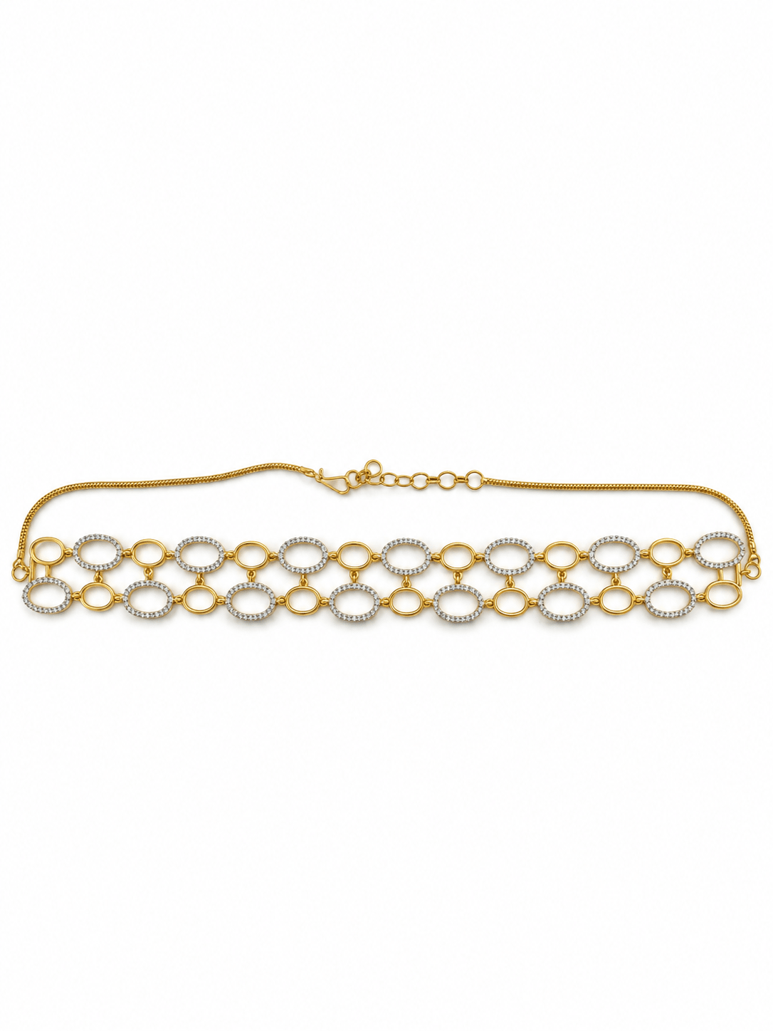 Bhavmayi Golden Oval Crystal Necklace & Earrings Set - bhavmayi