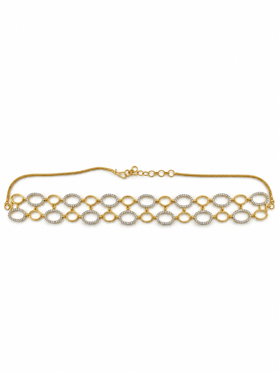 Bhavmayi Golden Oval Crystal Necklace & Earrings Set - bhavmayi