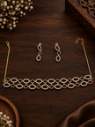 Bhavmayi Golden Oval Crystal Necklace & Earrings Set - bhavmayi