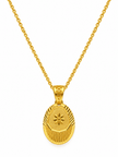 Bhavmayi Golden Oval Floral Pendant Necklace & Stud Earrings Set - bhavmayi