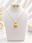 Bhavmayi Golden Round Floral Pendant Necklace & Stud Earrings Set - bhavmayi