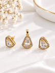 Bhavmayi Golden Teardrop Crystal Pendant & Stud Earrings Set - bhavmayi