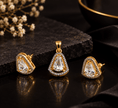 Bhavmayi Golden Teardrop Crystal Pendant & Stud Earrings Set - bhavmayi